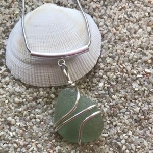 Wire Wrapped Sea Glass Necklace